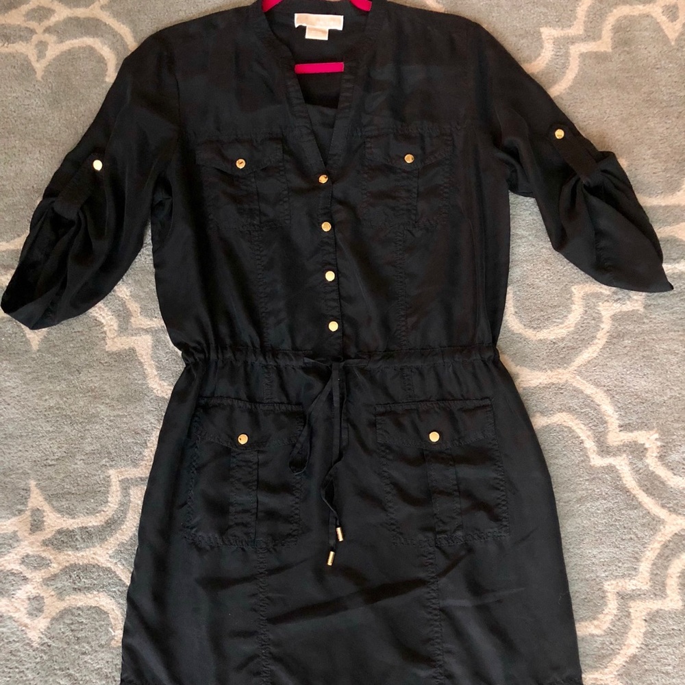 Michael Kors Black silk shirt dress